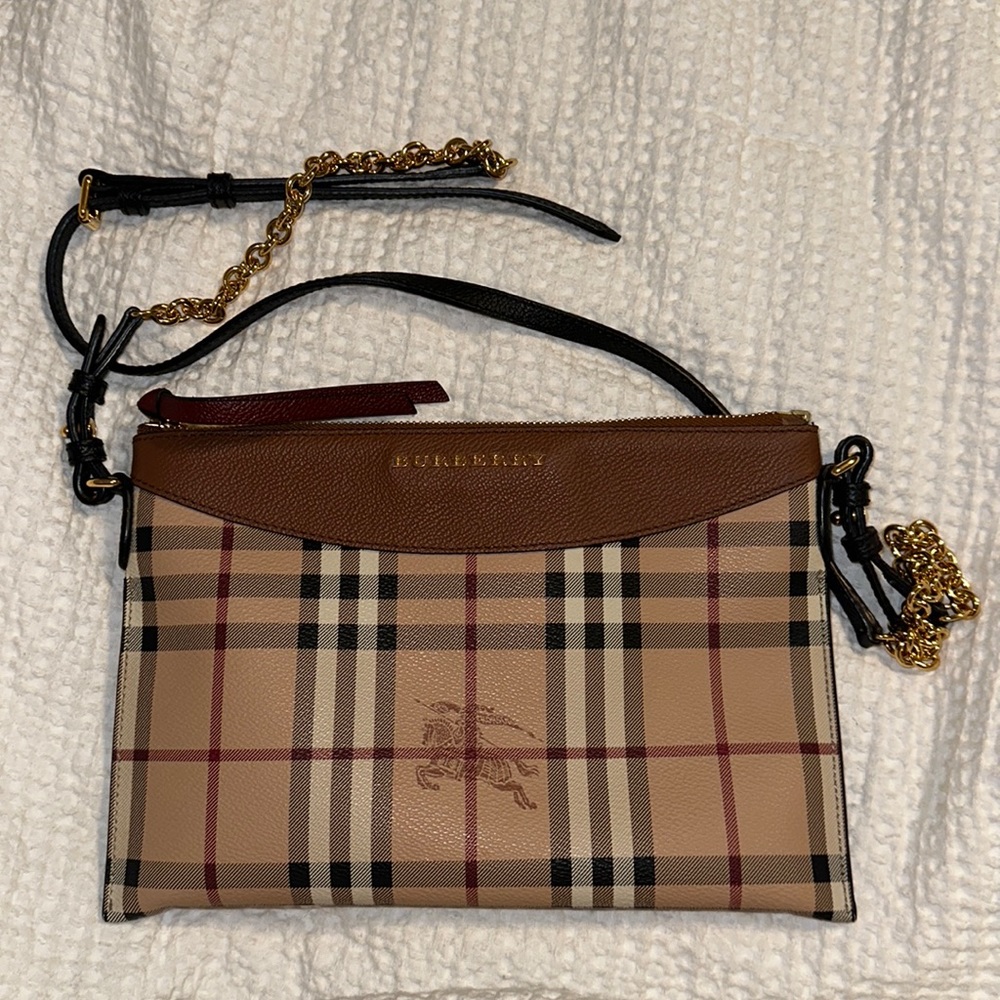 Authentic Burberry Derby Peyton House Check Coated Canvas Crossbody